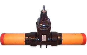 Задвижка газовая AVK клиновая с полиуретановым покрытием и ПЭ патрубками для труб PE 100 SDR 11